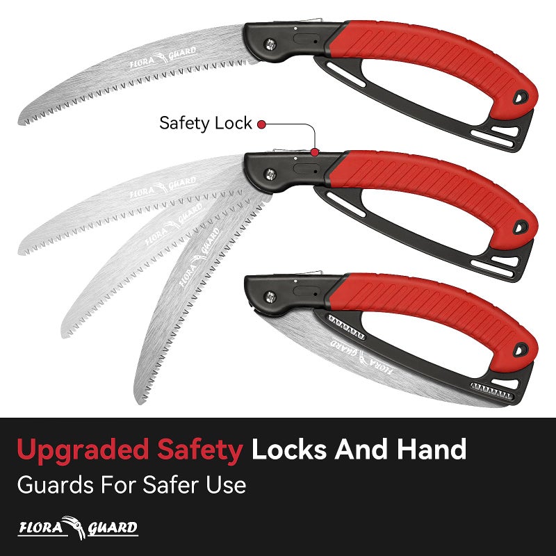 FLORA GUARD 10-Inch Folding Hand Saw, Heavy Duty Pruning Saw with Multi-Level Razer Teeth for Wood Cutting, Tree Trimming, Professional Camping Gardening Tools - Image 4